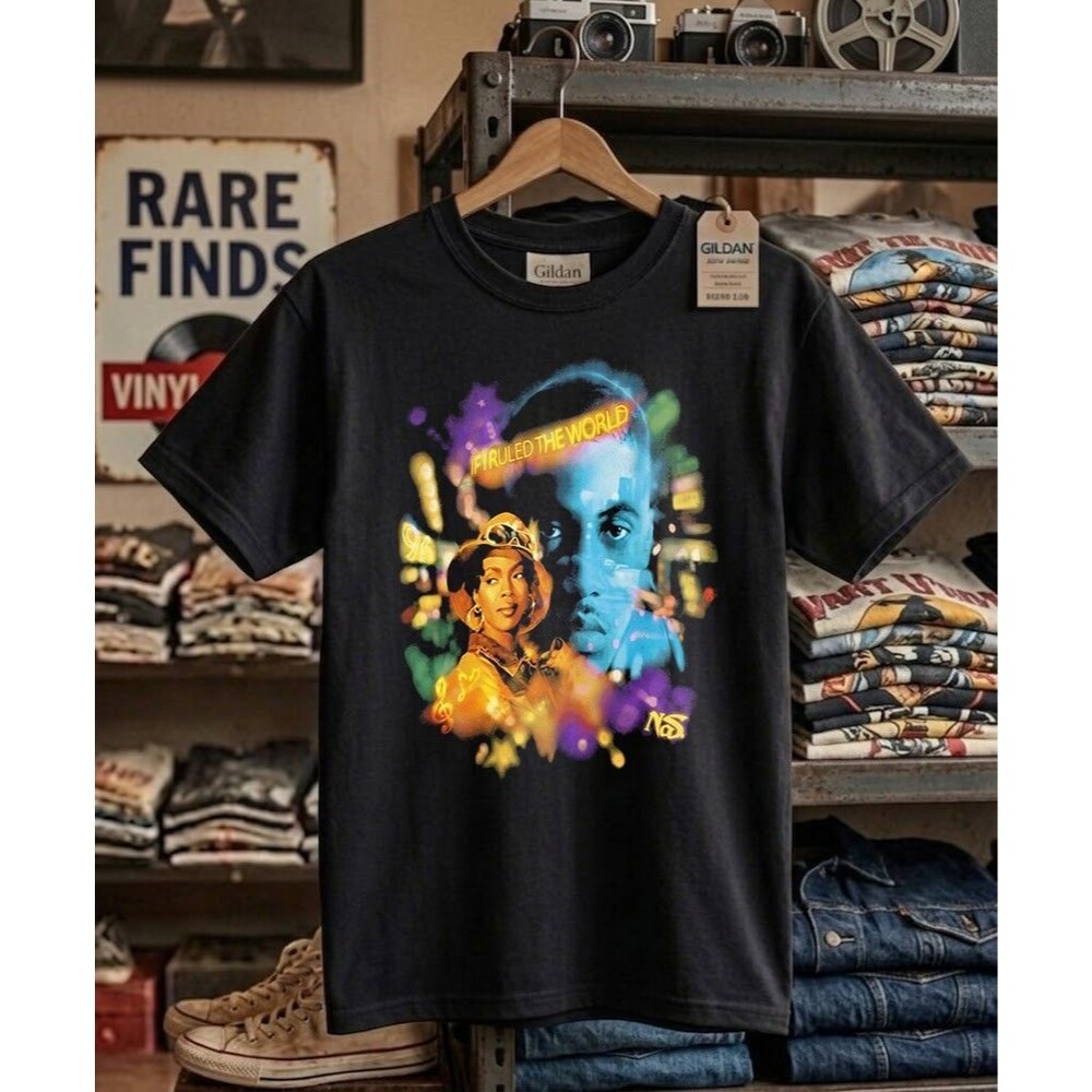 Nas Lauryn Hill If I Ruled The World Vintage 90s Rap Graphic Heavy Cotton Tee
